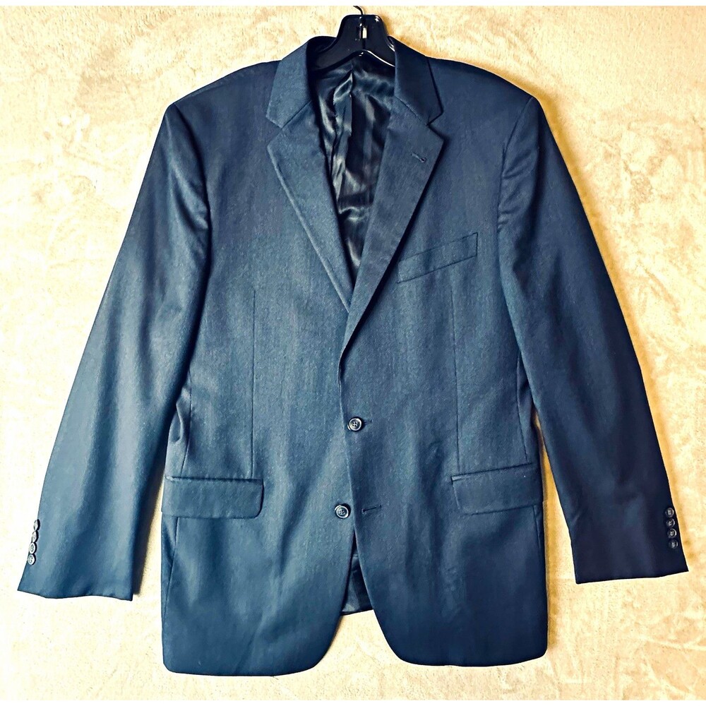 Joseph Abboud Men’s Navy Blue Herringbone Wool blazer Suit coat jacket 42L W36